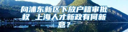 向浦东新区下放户籍审批权 上海人才新政有何新意？