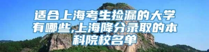 适合上海考生捡漏的大学有哪些,上海降分录取的本科院校名单