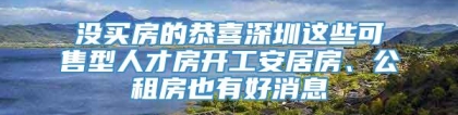 没买房的恭喜深圳这些可售型人才房开工安居房、公租房也有好消息