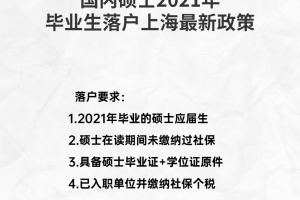 国内硕士2021年毕业生落户上海最新政策