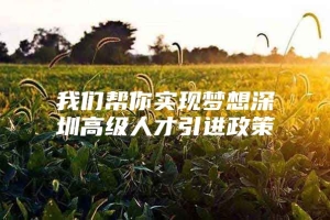 我们帮你实现梦想深圳高级人才引进政策