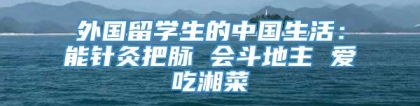 外国留学生的中国生活：能针灸把脉 会斗地主 爱吃湘菜