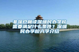 非深户就读深圳民办学校需要满足什么条件？深圳民办学校入学介绍