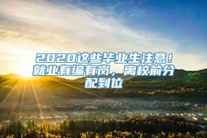 2020这些毕业生注意！就业有编有岗，离校前分配到位