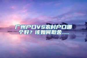 广州户口VS农村户口哪个好？该如何取舍.....