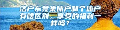 落户东莞集体户和个体户有啥区别，享受的福利一样吗？