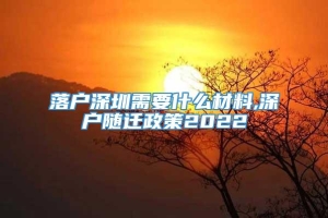 落户深圳需要什么材料,深户随迁政策2022