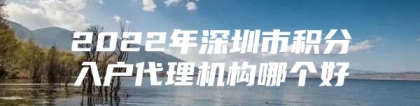 2022年深圳市积分入户代理机构哪个好