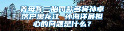 养母称三胎罚款多将孙卓落户黑龙江 孙海洋最担心的问题是什么？