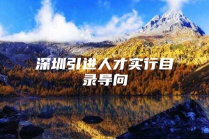 深圳引进人才实行目录导向