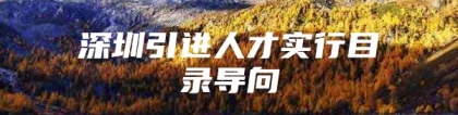 深圳引进人才实行目录导向