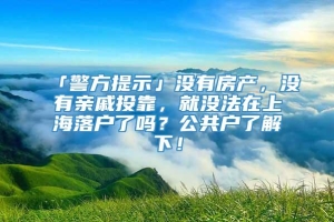 「警方提示」没有房产，没有亲戚投靠，就没法在上海落户了吗？公共户了解下！