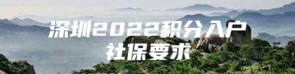 深圳2022积分入户社保要求