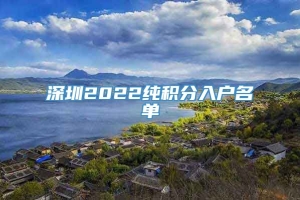 深圳2022纯积分入户名单