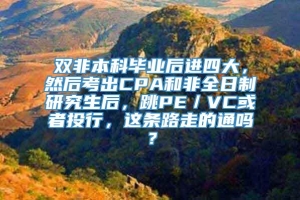 双非本科毕业后进四大，然后考出CPA和非全日制研究生后，跳PE／VC或者投行，这条路走的通吗？