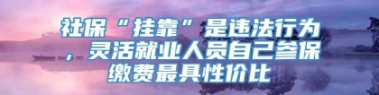 社保“挂靠”是违法行为，灵活就业人员自己参保缴费最具性价比