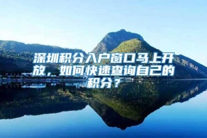 深圳积分入户窗口马上开放，如何快速查询自己的积分？