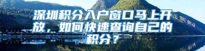 深圳积分入户窗口马上开放，如何快速查询自己的积分？