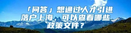 「问答」想通过人才引进落户上海，可以查看哪些政策文件？