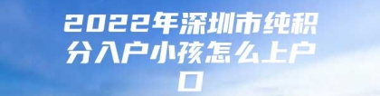 2022年深圳市纯积分入户小孩怎么上户口