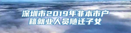 深圳市2019年非本市户籍就业人员随迁子女