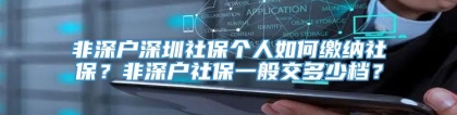 非深户深圳社保个人如何缴纳社保？非深户社保一般交多少档？