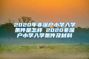 2020年非深户小学入学条件是怎样 2020非深户小学入学条件及材料