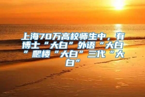 上海70万高校师生中，有博士“大白”外语“大白”爬楼“大白”三代“大白”