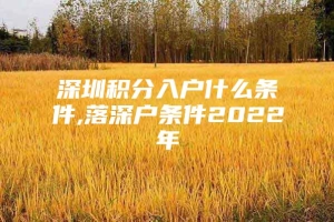 深圳积分入户什么条件,落深户条件2022年