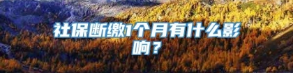 社保断缴1个月有什么影响？