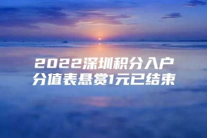 2022深圳积分入户分值表悬赏1元已结束