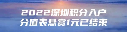 2022深圳积分入户分值表悬赏1元已结束