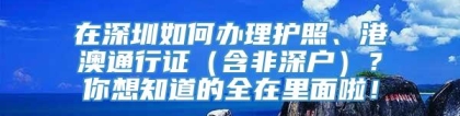 在深圳如何办理护照、港澳通行证（含非深户）？你想知道的全在里面啦！