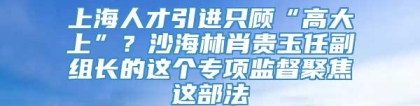 上海人才引进只顾“高大上”？沙海林肖贵玉任副组长的这个专项监督聚焦这部法