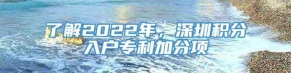 了解2022年，深圳积分入户专利加分项