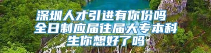 深圳人才引进有你份吗 全日制应届往届大专本科生你想好了吗