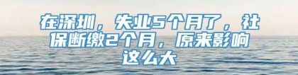 在深圳，失业5个月了，社保断缴2个月，原来影响这么大