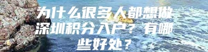 为什么很多人都想做深圳积分入户？有哪些好处？