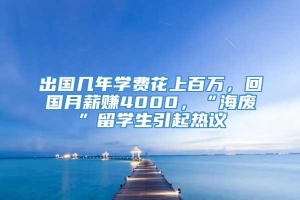 出国几年学费花上百万，回国月薪赚4000，“海废”留学生引起热议