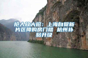 抢人放大招：上海自贸新片区降购房门槛 杭州补贴升级