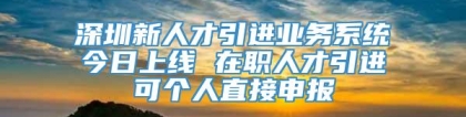 深圳新人才引进业务系统今日上线 在职人才引进可个人直接申报