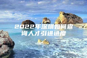 2022年深圳如何查询人才引进进度