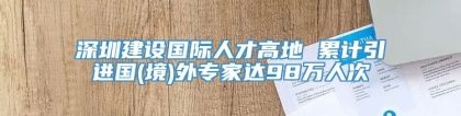 深圳建设国际人才高地 累计引进国(境)外专家达98万人次