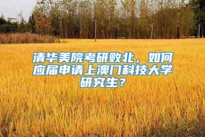 清华美院考研败北，如何应届申请上澳门科技大学研究生？