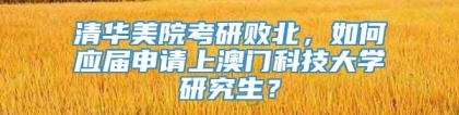 清华美院考研败北，如何应届申请上澳门科技大学研究生？