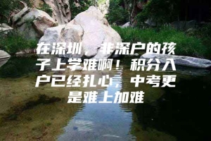 在深圳，非深户的孩子上学难啊！积分入户已经扎心，中考更是难上加难