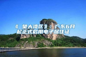 《瞭望大湾区》：广东6月起正式启用电子居住证