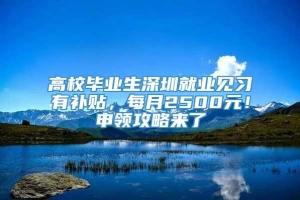 高校毕业生深圳就业见习有补贴，每月2500元！申领攻略来了