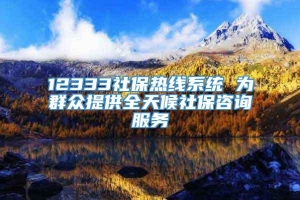 12333社保热线系统 为群众提供全天候社保咨询服务