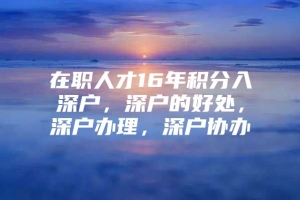 在职人才16年积分入深户，深户的好处，深户办理，深户协办